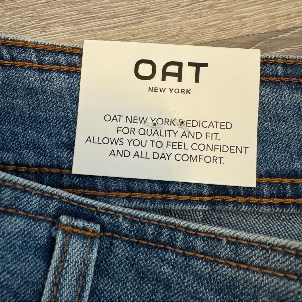 Oat New York High Rise Wide Leg Raw Hem Women’s Denim Jeans Size 12 / 31 NWT - Picture 7 of 10